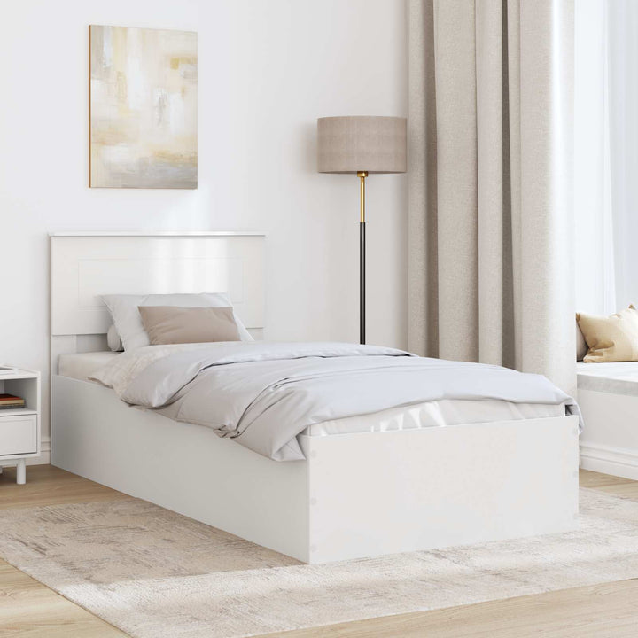 Sengestel med hovedgærde Hvid 100 x 200 cm Konstrueret træ