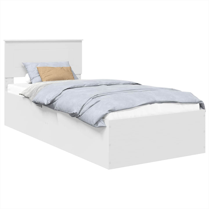 Sengestel med hovedgærde Hvid 100 x 200 cm Konstrueret træ