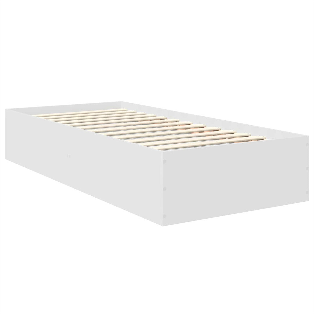 Sengestel med hovedgærde Hvid 100 x 200 cm Konstrueret træ