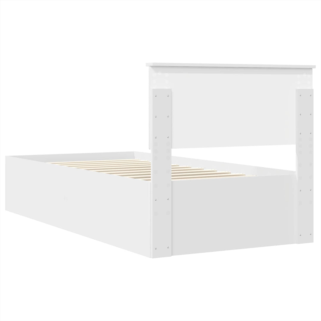 Sengestel med hovedgærde Hvid 100 x 200 cm Konstrueret træ