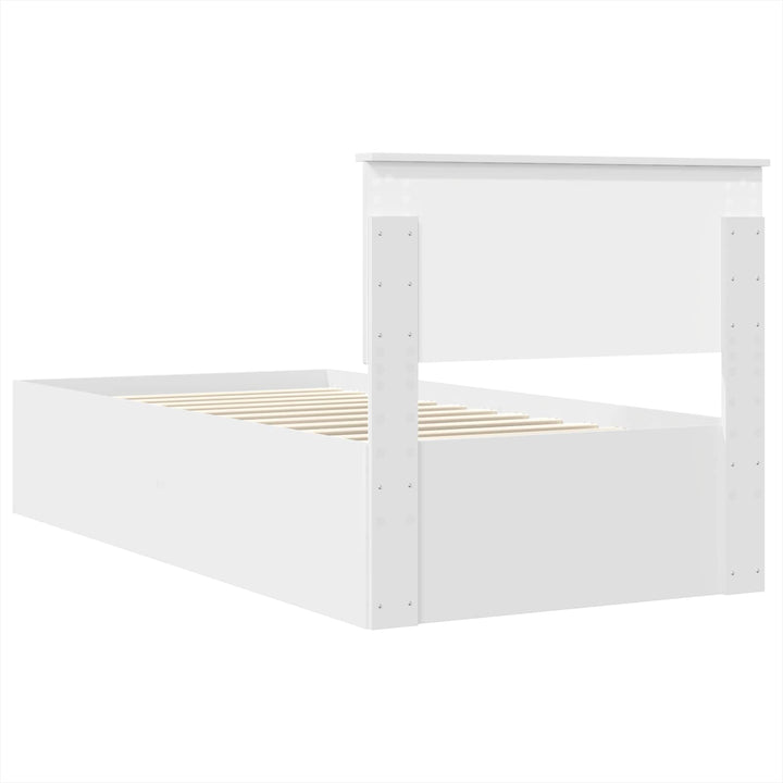 Sengestel med hovedgærde Hvid 100 x 200 cm Konstrueret træ