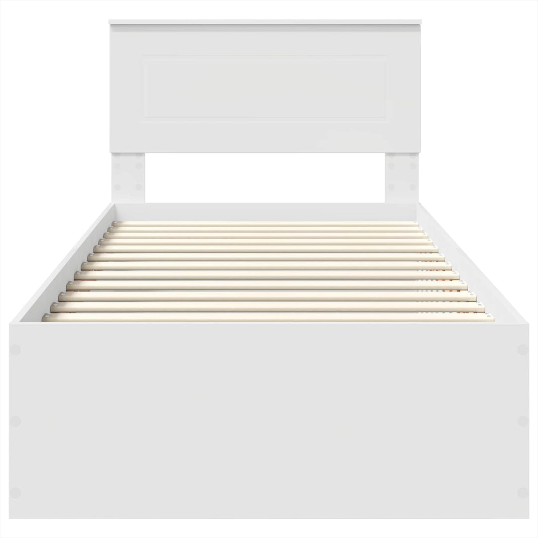 Sengestel med hovedgærde Hvid 100 x 200 cm Konstrueret træ
