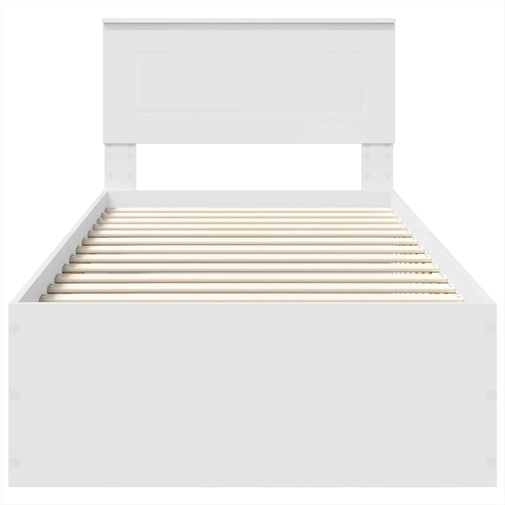 Sengestel med hovedgærde Hvid 100 x 200 cm Konstrueret træ