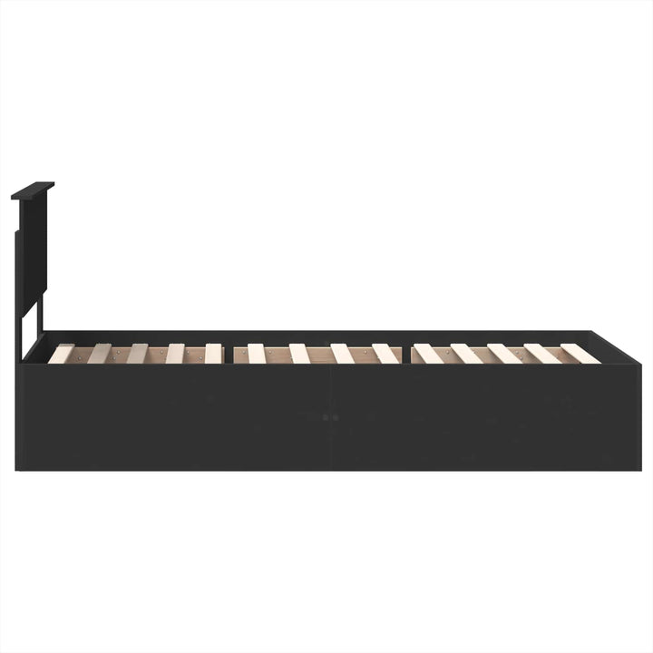Sengestel med hovedgærde Sort 90 x 190 cm Konstrueret træ