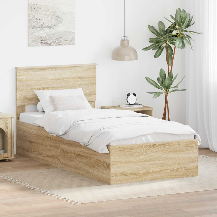 Sengestel med hovedgærde Sonoma eg 90 x 190 cm Konstrueret træ