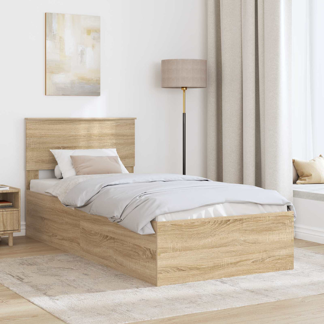 Sengestel med hovedgærde Sonoma eg 90 x 190 cm Konstrueret træ