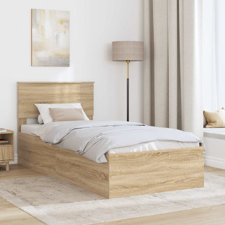 Sengestel med hovedgærde Sonoma eg 90 x 190 cm Konstrueret træ