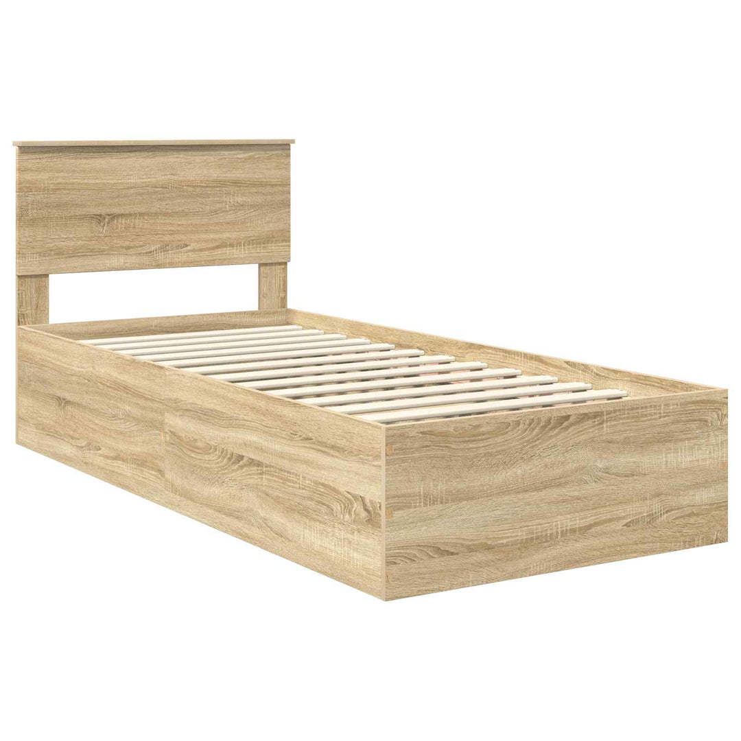 Sengestel med hovedgærde Sonoma eg 90 x 190 cm Konstrueret træ