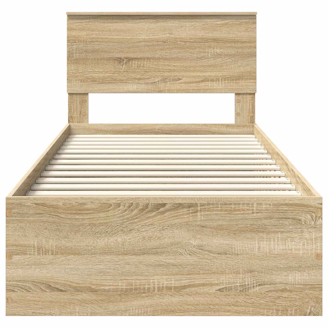 Sengestel med hovedgærde Sonoma eg 90 x 190 cm Konstrueret træ
