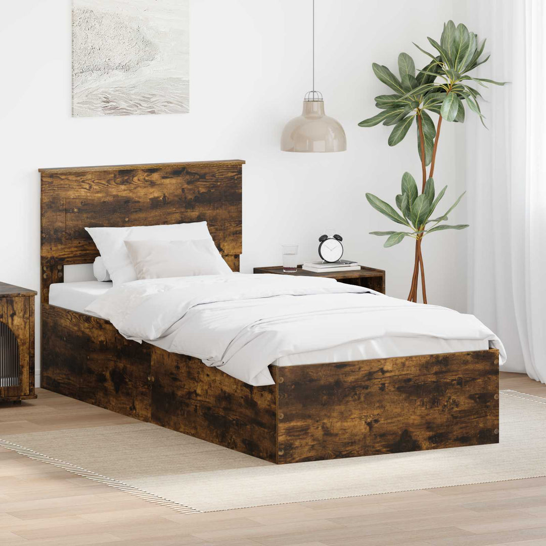 Sengestel med hovedgærde Røget eg 90 x 190 cm Konstrueret træ