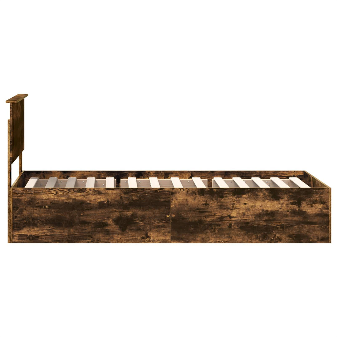 Sengestel med hovedgærde Røget eg 90 x 190 cm Konstrueret træ