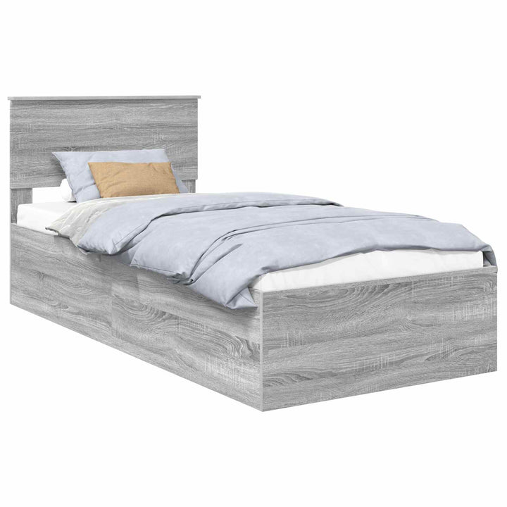 Sengestel med hovedgærde Grå Sonoma 90 x 190 cm Konstrueret træ