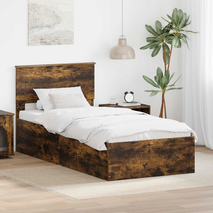 Sengestel med hovedgærde Røget eg 90 x 200 cm Konstrueret træ