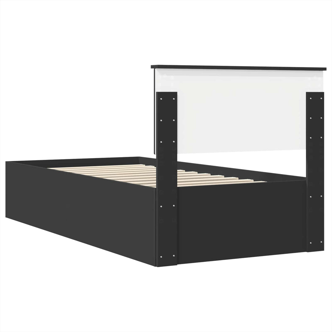 Sengestel med hovedgærde Sort 75 x 190 cm Konstrueret træ