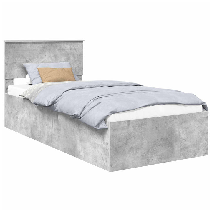 Sengestel med hovedgærde Beton Grå 75 x 190 cm Konstrueret træ