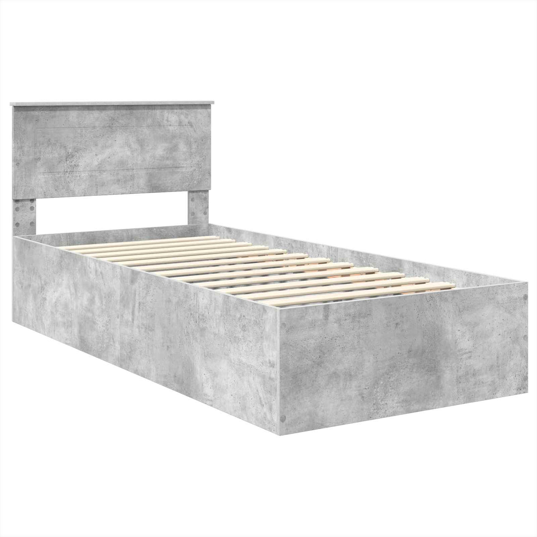Sengestel med hovedgærde Beton Grå 75 x 190 cm Konstrueret træ