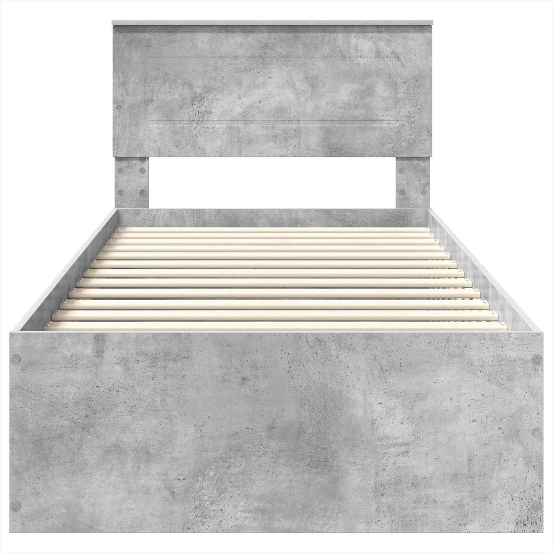 Sengestel med hovedgærde Beton Grå 75 x 190 cm Konstrueret træ