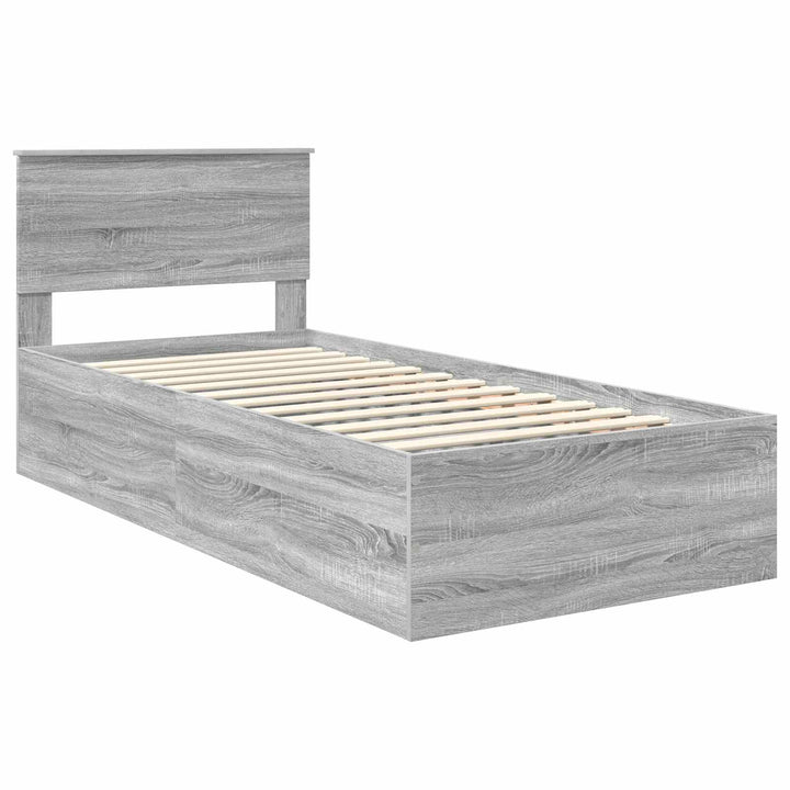 Sengestel med hovedgærde Grå Sonoma 75 x 190 cm Konstrueret træ