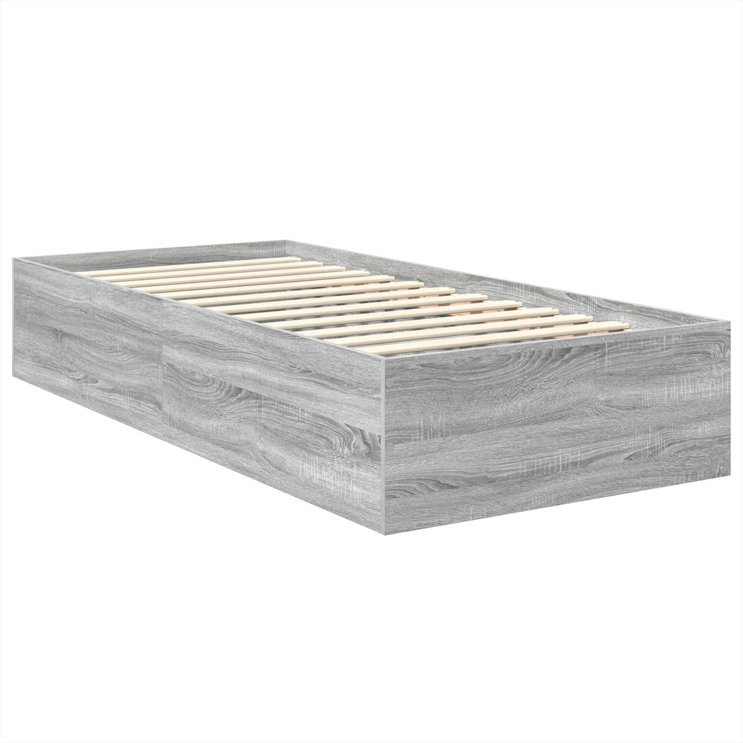 Sengestel med hovedgærde Grå Sonoma 75 x 190 cm Konstrueret træ