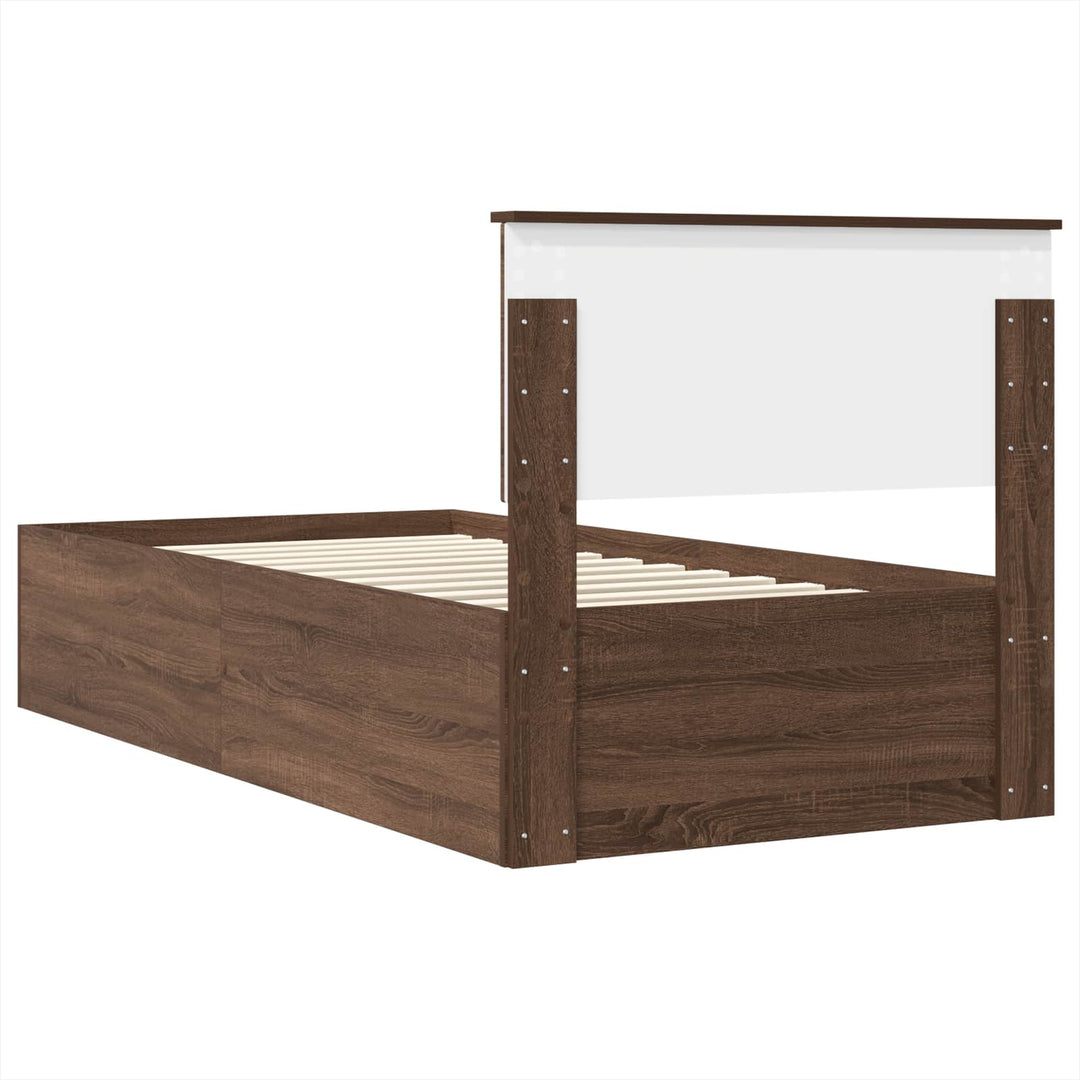Sengestel med hovedgærde Brun eg 75 x 190 cm Konstrueret træ