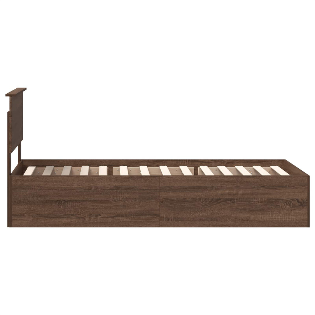 Sengestel med hovedgærde Brun eg 75 x 190 cm Konstrueret træ