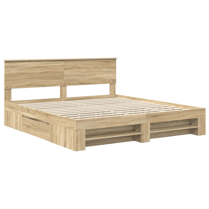 Sengestel med hovedgærde Sonoma eg 200 x 200 cm Konstrueret træ