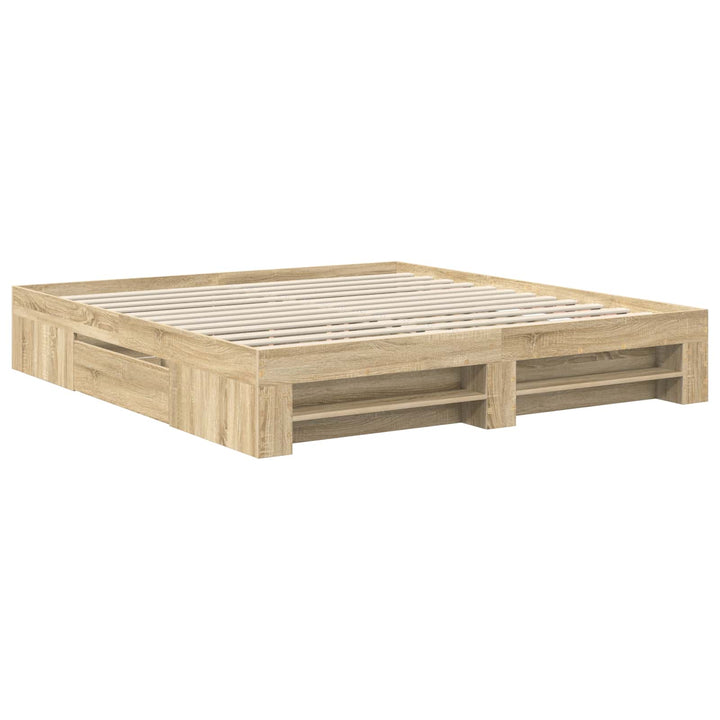 Sengestel med hovedgærde Sonoma eg 200 x 200 cm Konstrueret træ