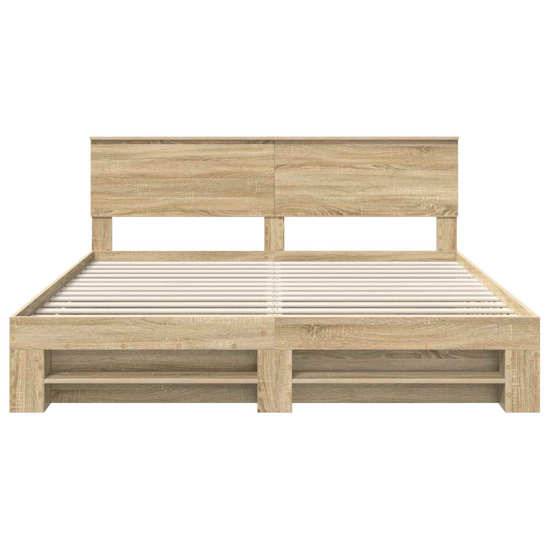 Sengestel med hovedgærde Sonoma eg 200 x 200 cm Konstrueret træ