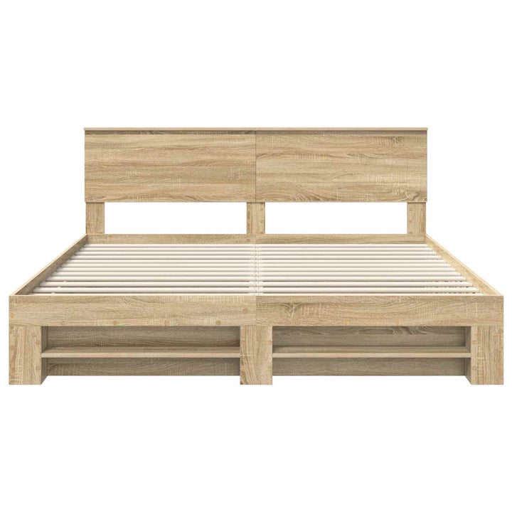 Sengestel med hovedgærde Sonoma eg 200 x 200 cm Konstrueret træ