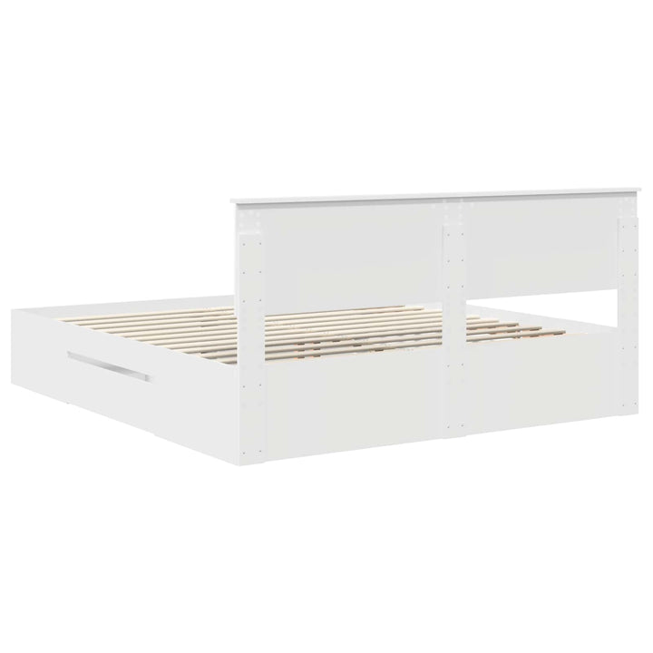 Sengestel med hovedgærde Hvid 180 x 200 cm Konstrueret træ