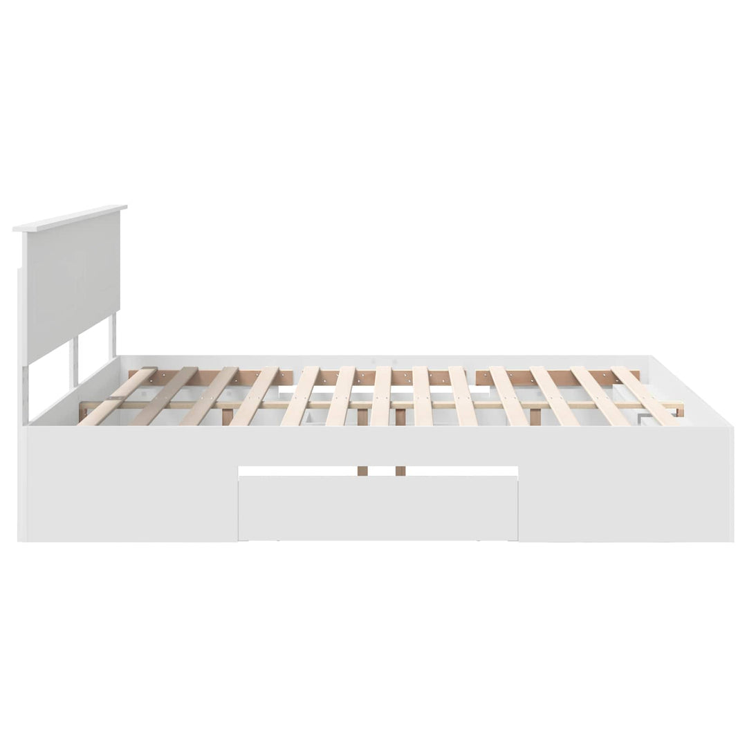 Sengestel med hovedgærde Hvid 180 x 200 cm Konstrueret træ