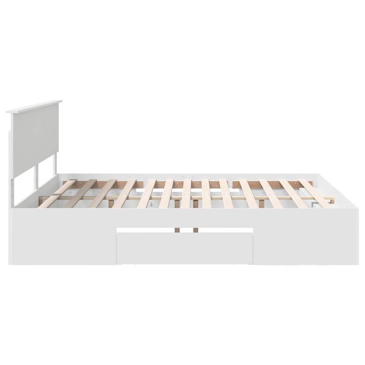 Sengestel med hovedgærde Hvid 180 x 200 cm Konstrueret træ