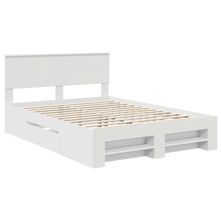 Sengestel med hovedgærde Hvid 150 x 200 cm Konstrueret træ