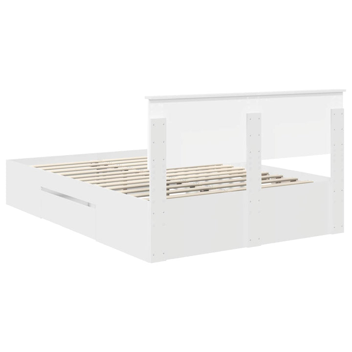 Sengestel med hovedgærde Hvid 150 x 200 cm Konstrueret træ