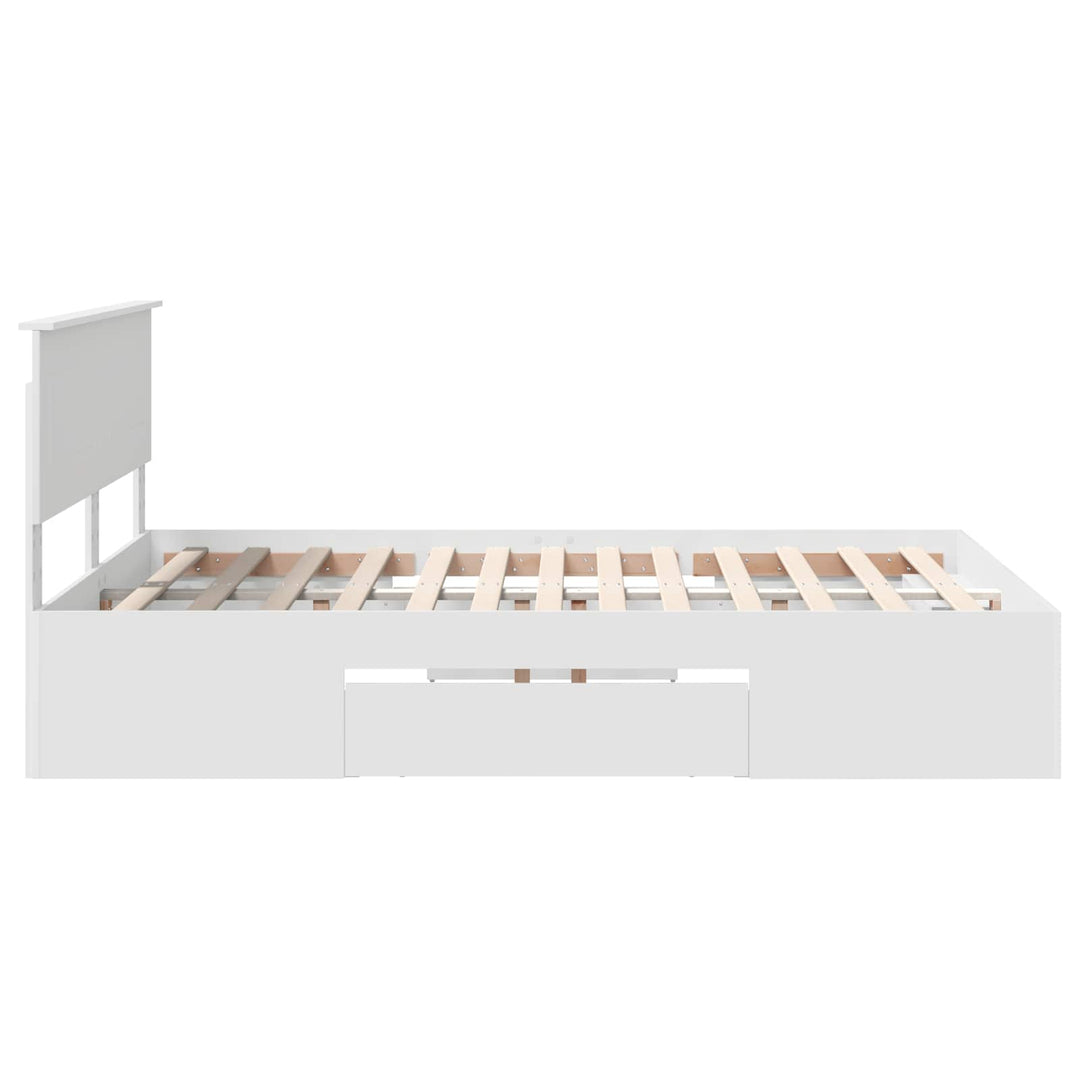 Sengestel med hovedgærde Hvid 150 x 200 cm Konstrueret træ