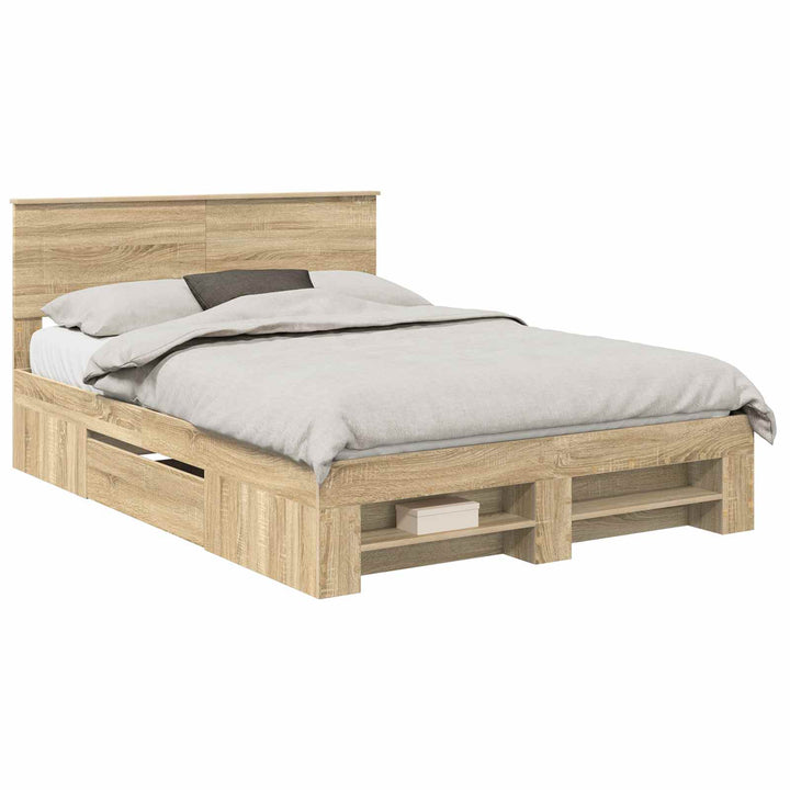 Sengestel med hovedgærde Sonoma eg 150 x 200 cm Konstrueret træ