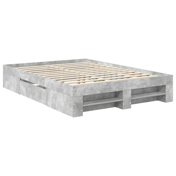 Sengestel med hovedgærde Beton Grå 150 x 200 cm Konstrueret træ