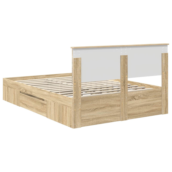 Sengestel med hovedgærde Sonoma eg 140 x 200 cm Konstrueret træ