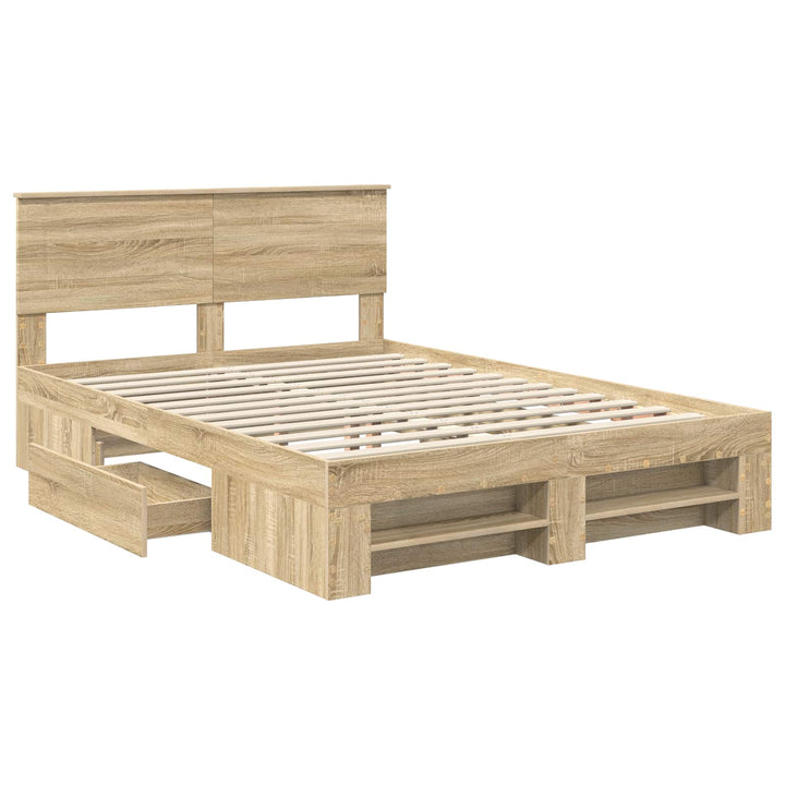 Sengestel med hovedgærde Sonoma eg 140 x 200 cm Konstrueret træ