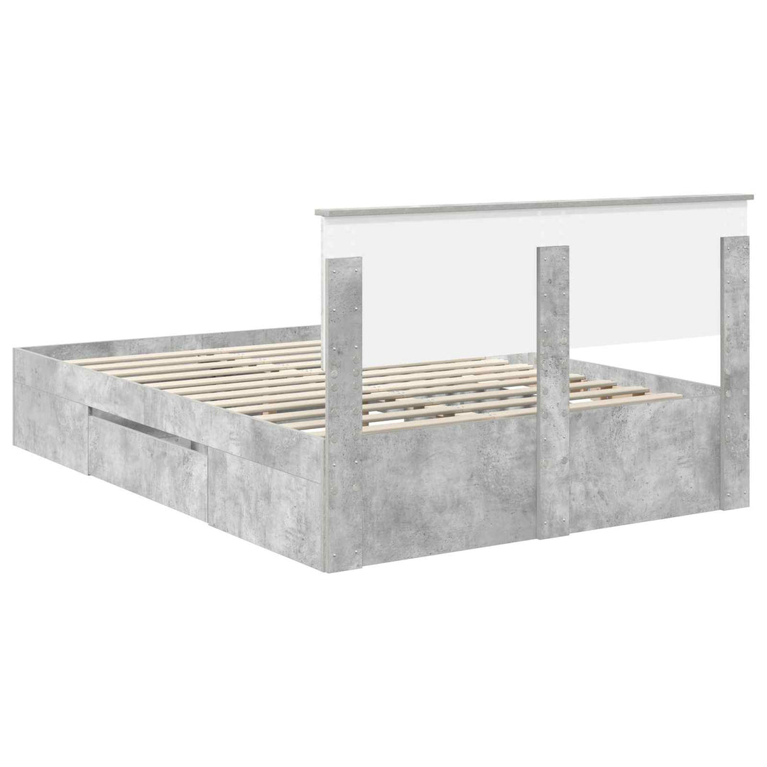 Sengestel med hovedgærde Beton Grå 140 x 200 cm Konstrueret træ