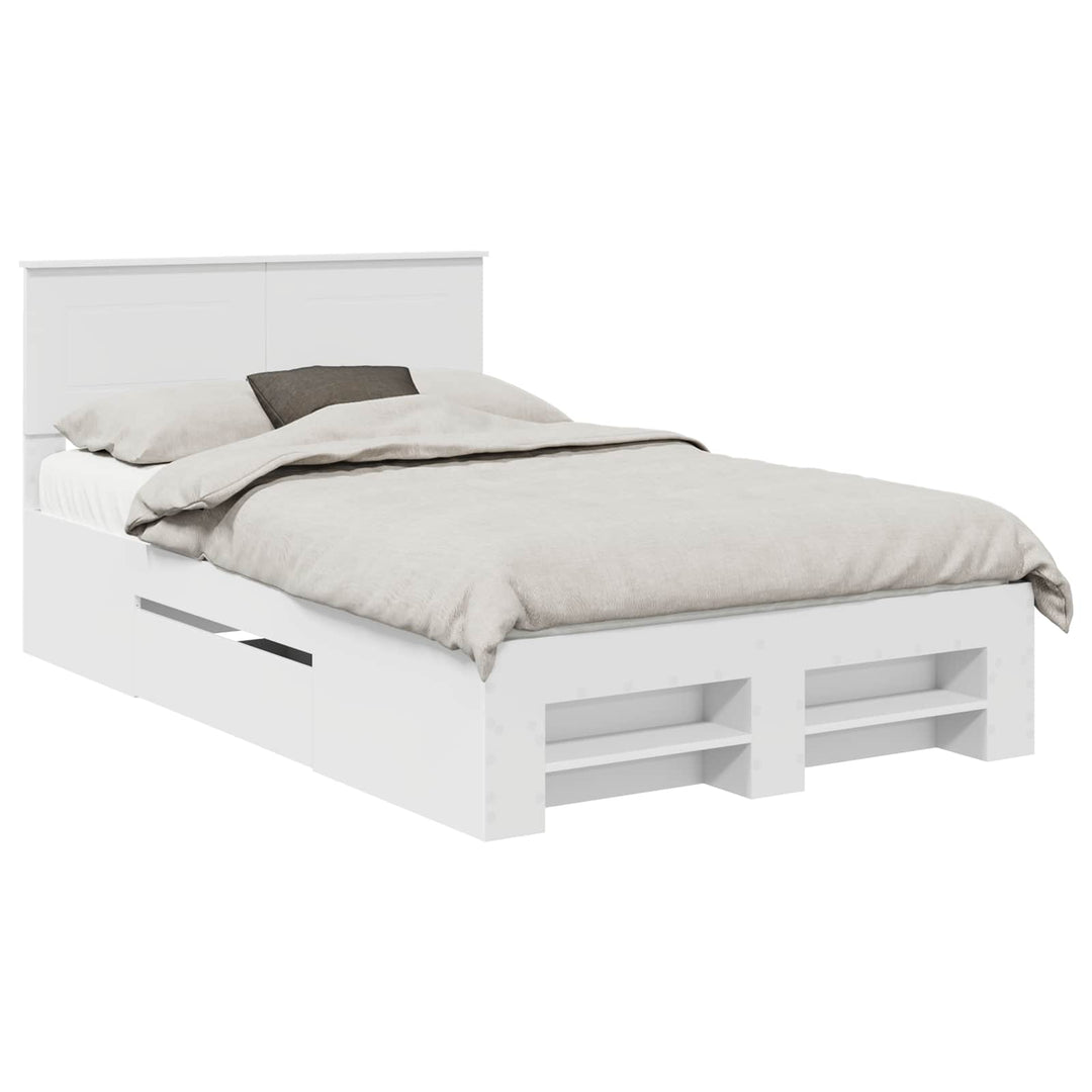 Sengestel med hovedgærde Hvid 137 x 203 cm Konstrueret træ