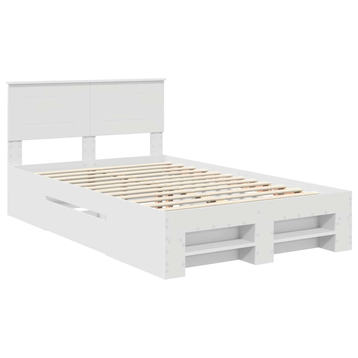 Sengestel med hovedgærde Hvid 137 x 203 cm Konstrueret træ