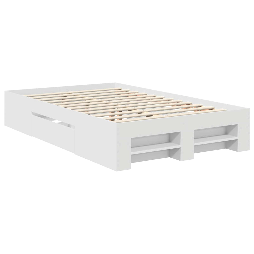 Sengestel med hovedgærde Hvid 137 x 203 cm Konstrueret træ