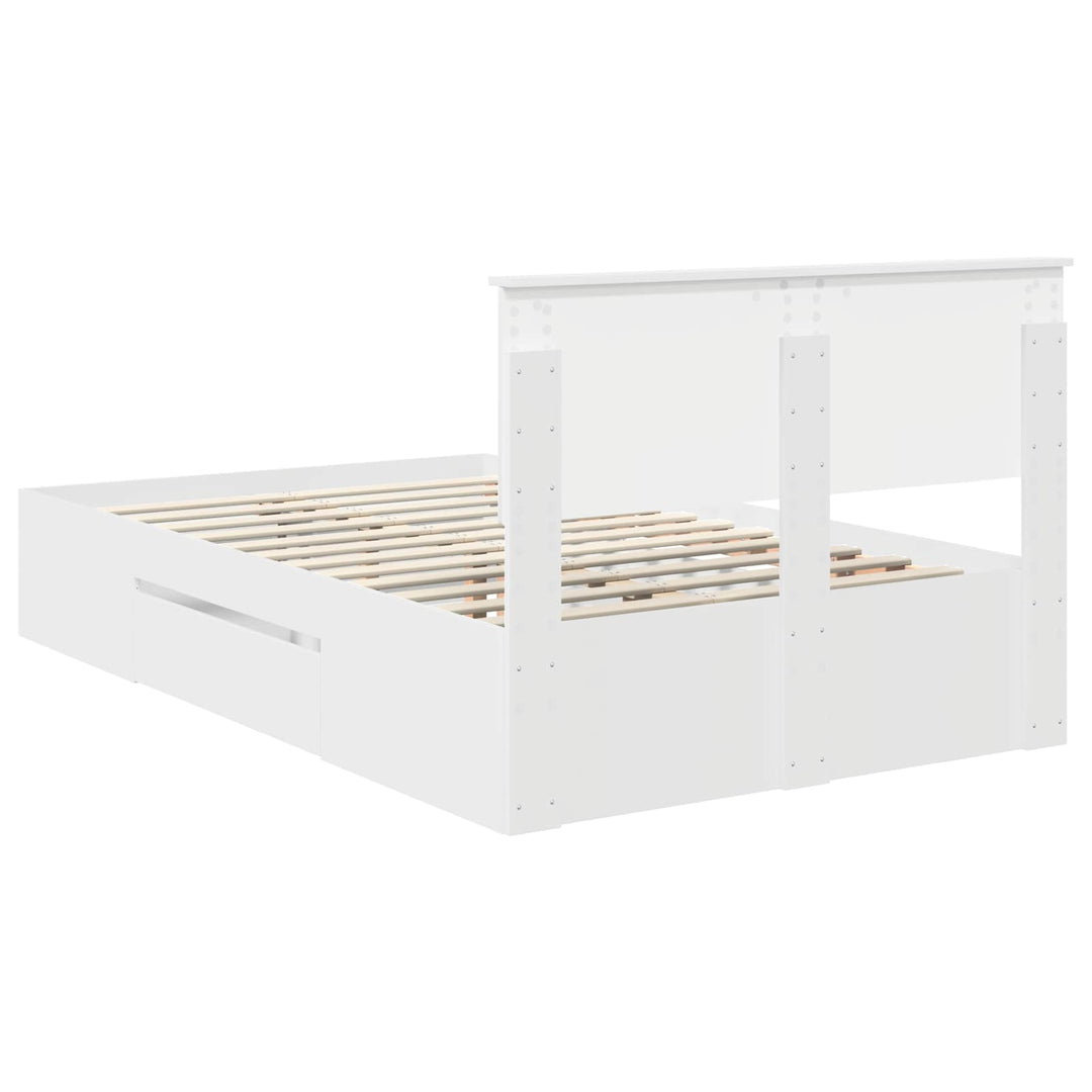 Sengestel med hovedgærde Hvid 137 x 203 cm Konstrueret træ