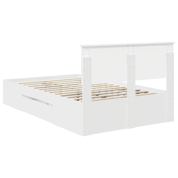 Sengestel med hovedgærde Hvid 137 x 203 cm Konstrueret træ