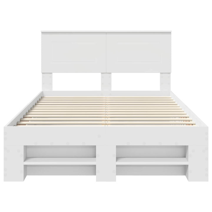 Sengestel med hovedgærde Hvid 137 x 203 cm Konstrueret træ