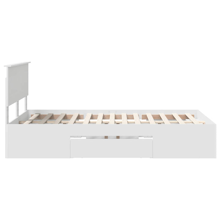 Sengestel med hovedgærde Hvid 137 x 203 cm Konstrueret træ