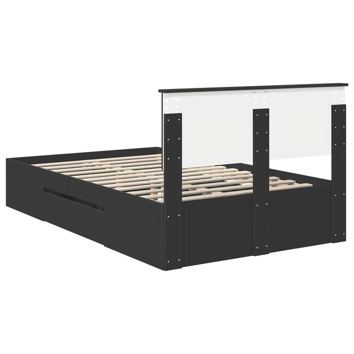 Sengestel med hovedgærde Sort 137 x 203 cm Konstrueret træ
