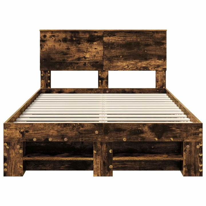 Sengestel med hovedgærde Røget eg 120 x 200 cm Konstrueret træ