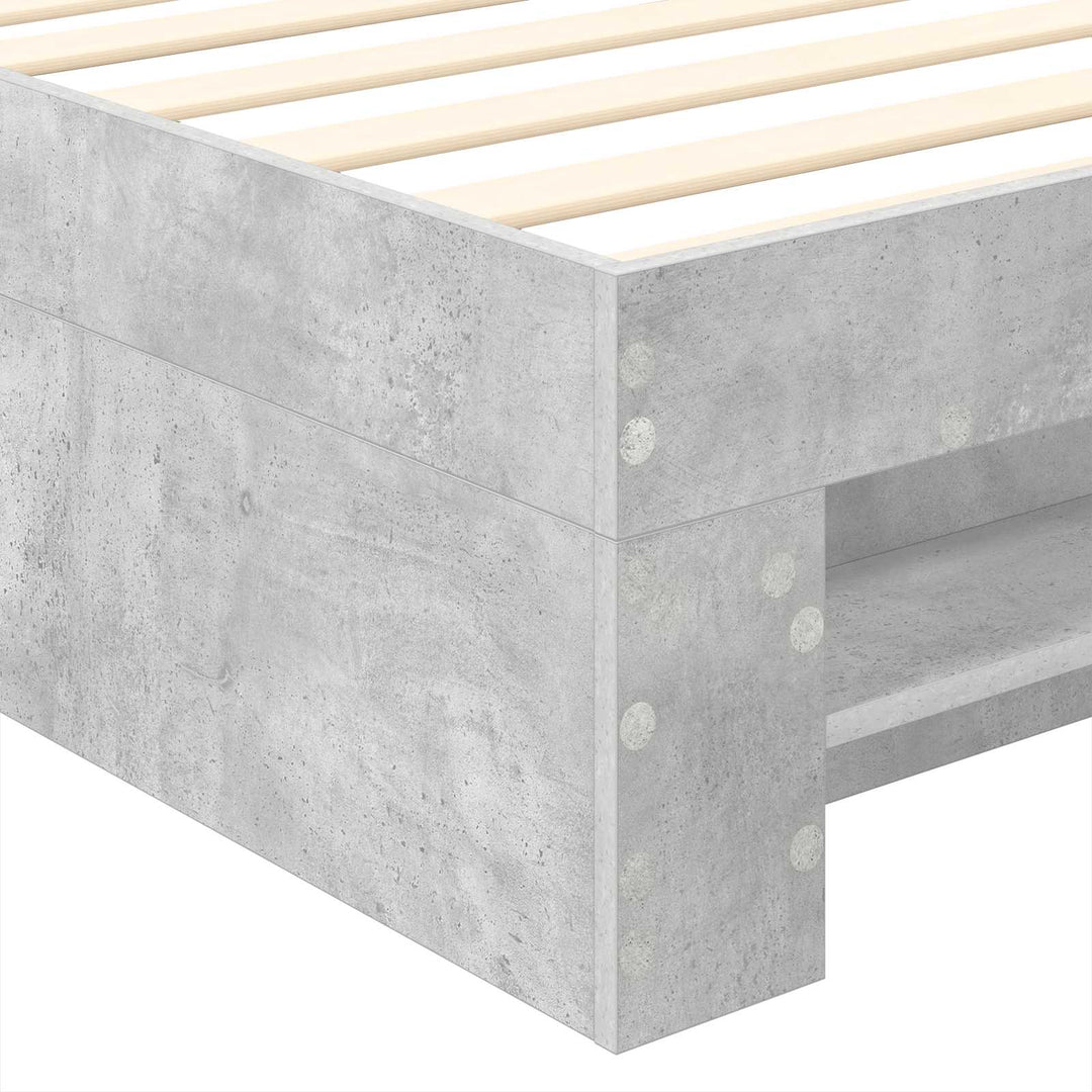 Sengestel med hovedgærde Beton Grå 100 x 200 m Konstrueret træ